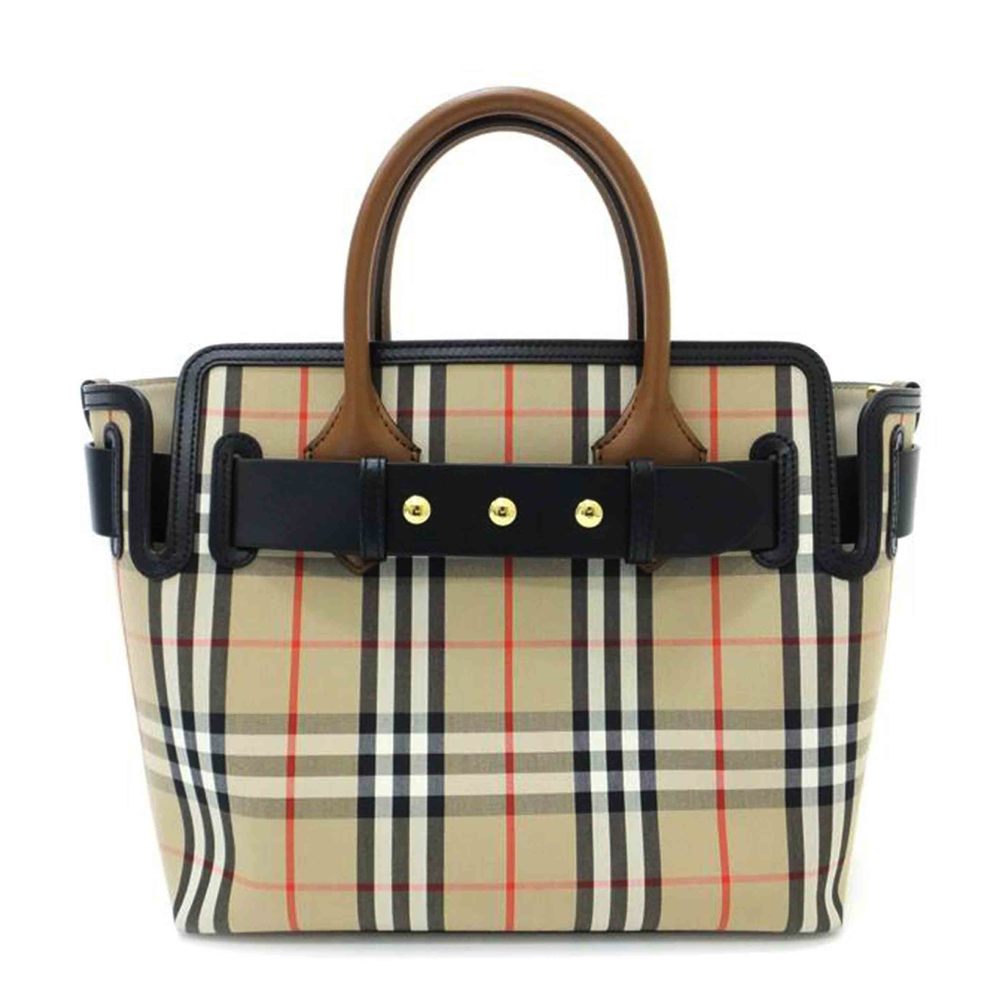 Burberry Check Pattern 2-Way Handbag Biege